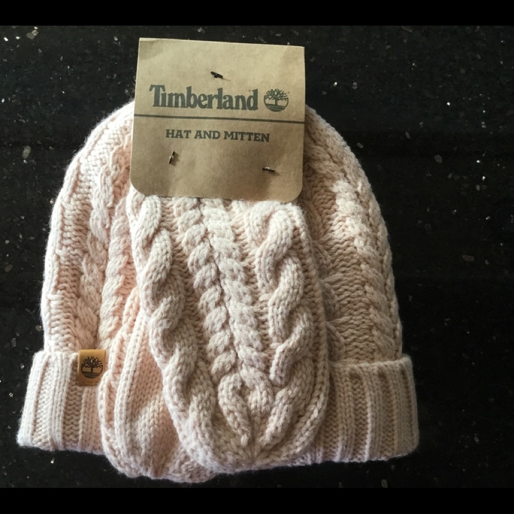 Timberland knit hat & mitten set